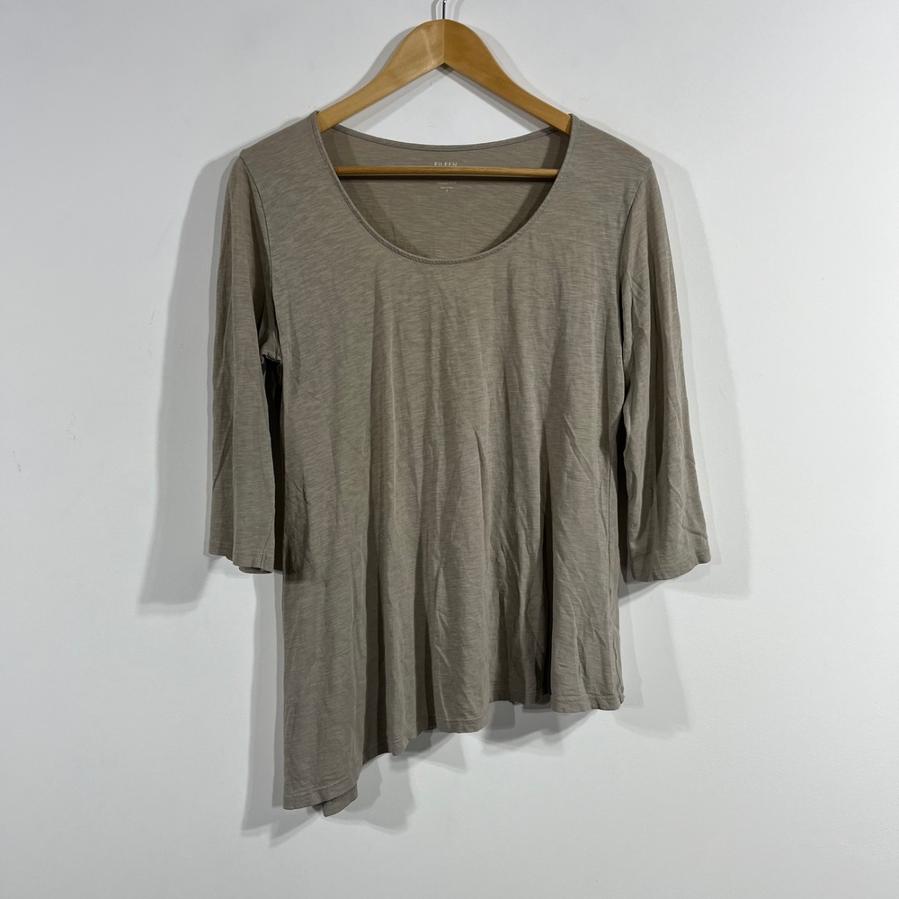 Eileen Fisher Garnet Hill Organic Pima Cotton Asymmetrical Sleep Top Women Small